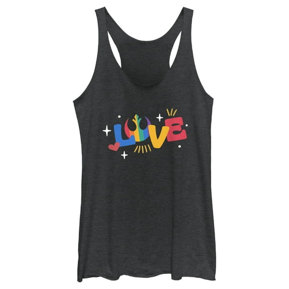 Women's Star Wars Pride Rainbow Love Rebel Alliance  Racerback Tank Top Black Heather Large