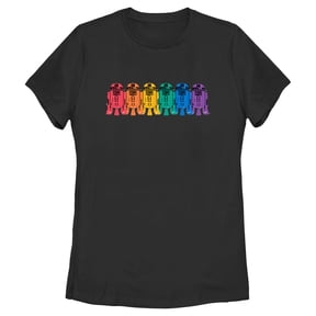 Women's Star Wars Pride Rainbow R2-D2 Line Up Graphic Tee Black Medium