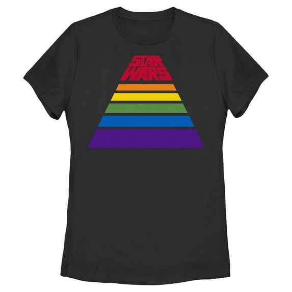 Women's Star Wars Pride Rainbow Stripe Pyramid Logo Graphic Tee Black Small