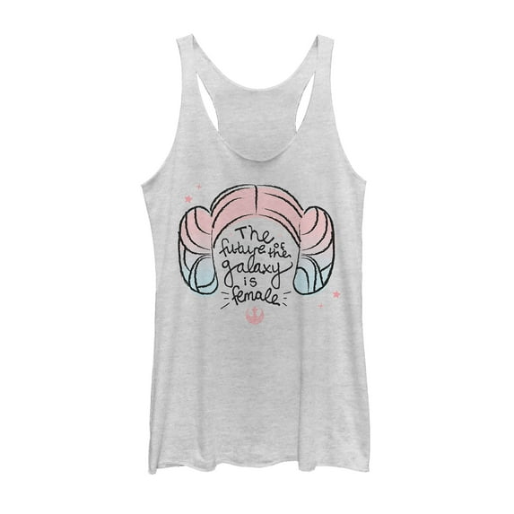Women's Star Wars Princess Leia Future Galaxy is Female Racerback Tank Top White Heather Large