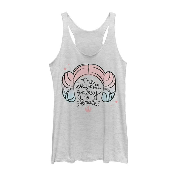 Women's Star Wars Princess Leia Future Galaxy is Female  Racerback Tank Top White Heather X Small