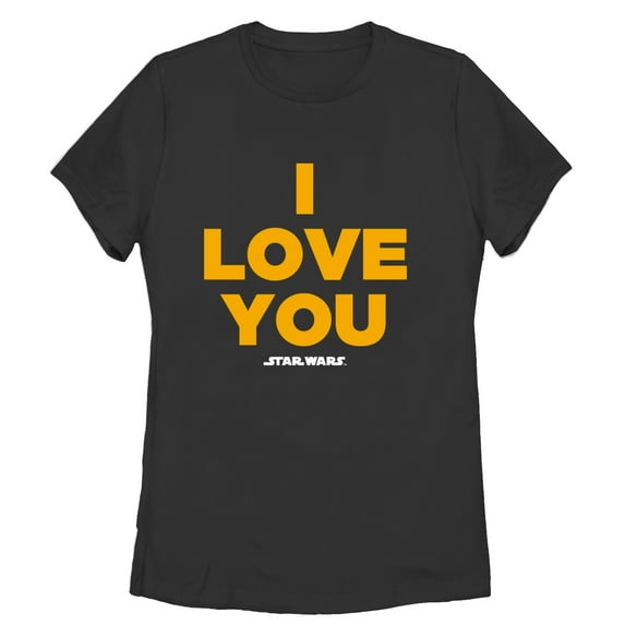Women's Star Wars Princess Leia I Love You Graphic Tee Black X Large