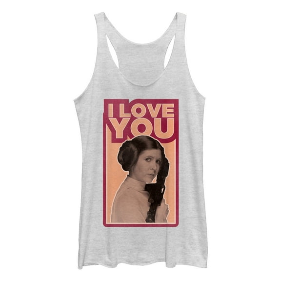 Women's Star Wars Princess Leia Quote I Love You Racerback Tank Top White Heather Large