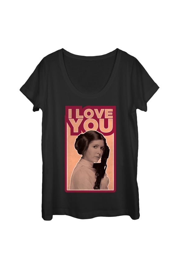 Women's Star Wars Princess Leia Quote I Love You Scoop Neck Black Medium