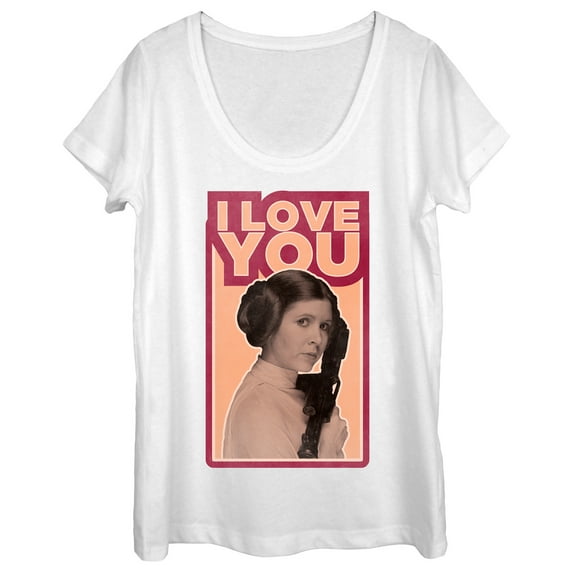 Women's Star Wars Princess Leia Quote I Love You Scoop Neck White Small