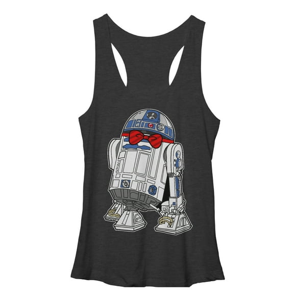 Women's Star Wars R2-D2 Bowtie Racerback Tank Top Black Heather Small