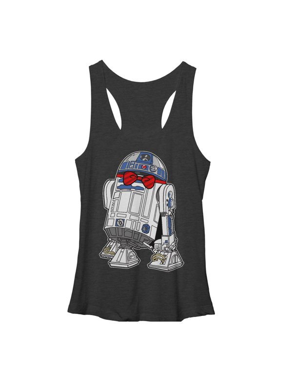 Women's Star Wars R2-D2 Bowtie Racerback Tank Top Black Heather X Large