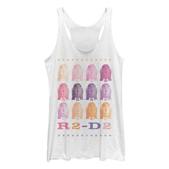 Women's Star Wars R2-D2 Colors  Racerback Tank Top White Heather Large