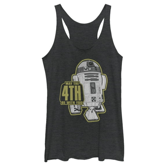 Women's Star Wars R2-D2 May the 4th Be With You Racerback Tank Top Black Heather Large