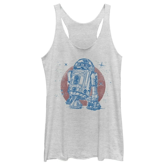 Women's Star Wars R2-D2 Sparkle  Racerback Tank Top White Heather Medium
