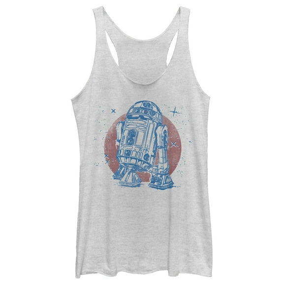 Women's Star Wars R2-D2 Sparkle Racerback Tank Top White Heather Small