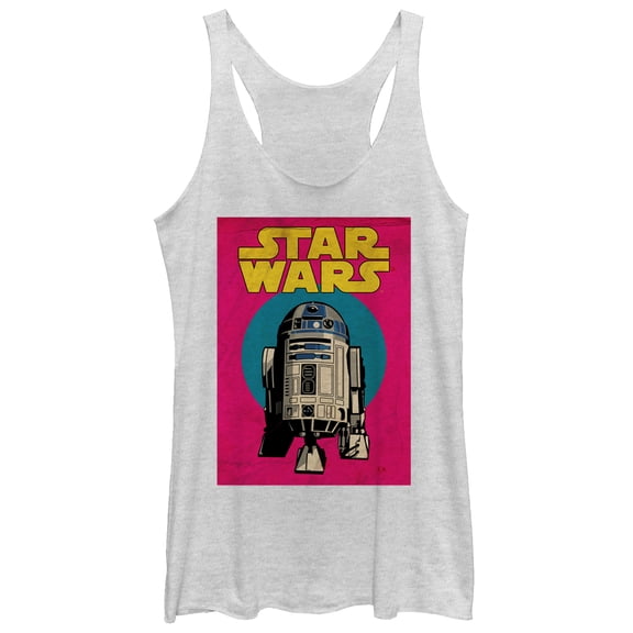 Women's Star Wars R2-D2 Trading Card  Racerback Tank Top White Heather Large