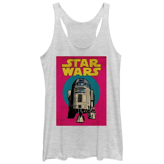 Women's Star Wars R2-D2 Trading Card Racerback Tank Top White Heather Large