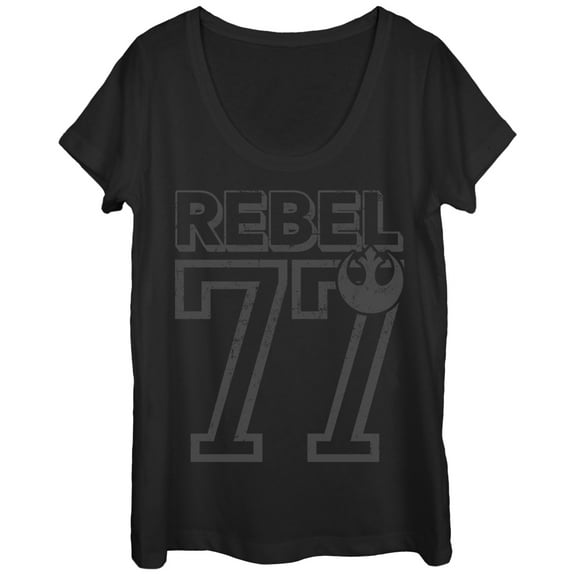 Women's Star Wars Rebel 77 Scoop Neck Black 2X Large