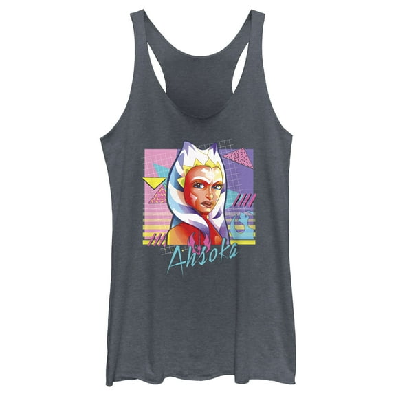 Women's Star Wars Rebel Ahsoka Racerback Tank Top Navy Blue Heather 2X Large