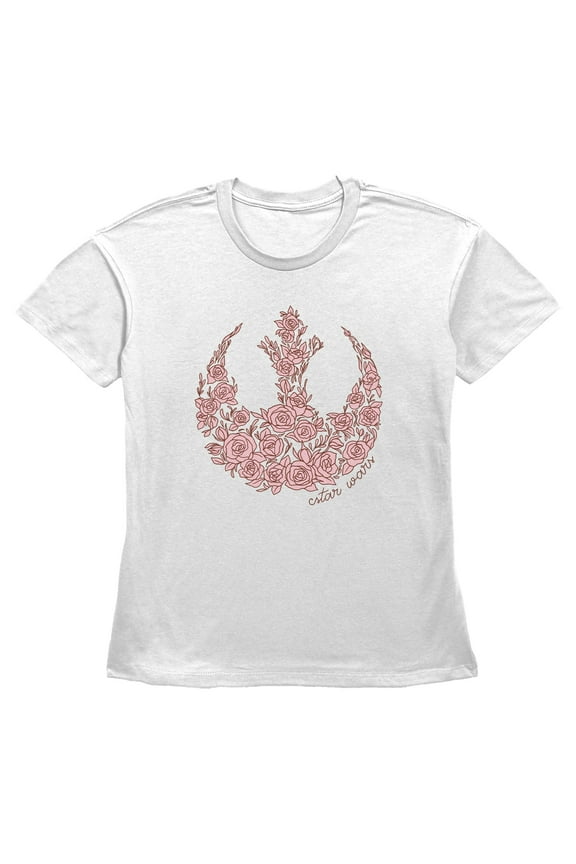 Women's Star Wars Rebel Alliance Pink Roses  Graphic T-Shirt