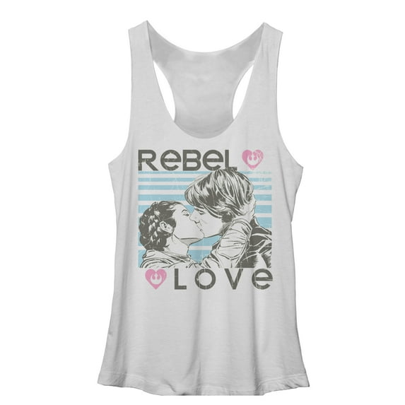 Women's Star Wars Rebel Love Han and Leia Racerback Tank Top White Heather Small