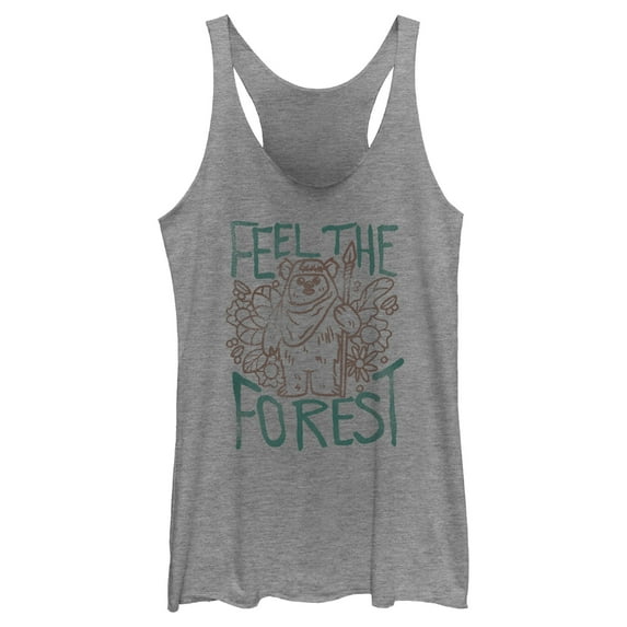 Women's Star Wars: Return of the Jedi Feel the Forest Racerback Tank Top Gray Heather Small
