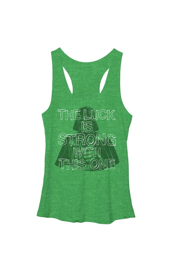 Women's Star Wars St. Patrick's Darth Vader Luck is Strong Racerback Tank Top Envy Green Small