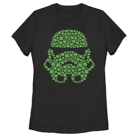 Women's Star Wars St. Patrick's Day Shamrock Stormtrooper Graphic Tee Black 2X Large