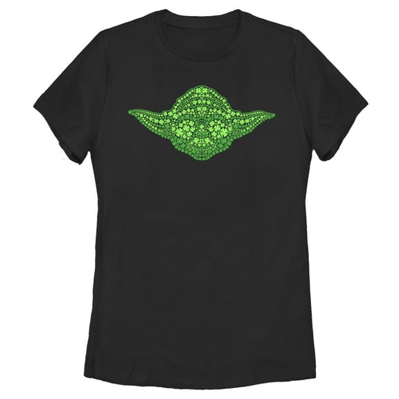 Women's Star Wars St. Patrick's Yoda Clover Face  Graphic Tee Black Medium