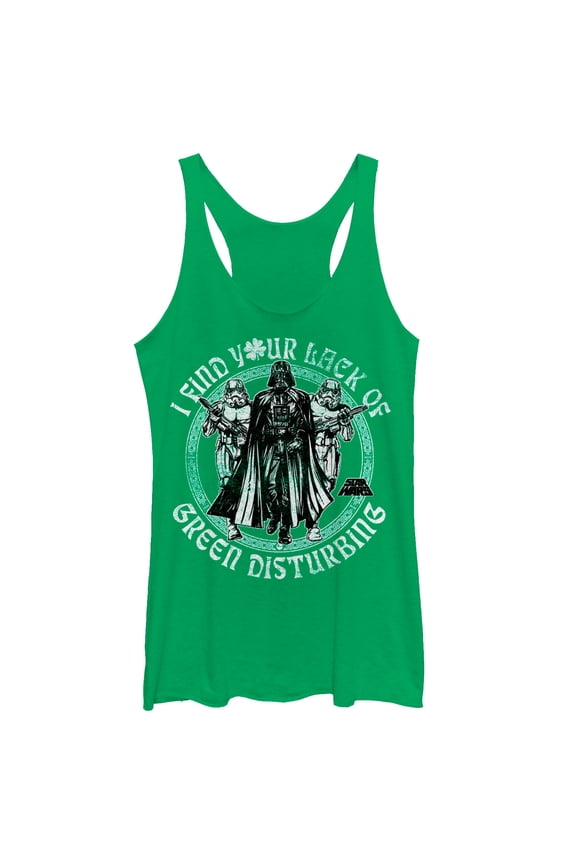 Women's Star Wars St. Patrick's Your Lack of Racerback Tank Top Envy Green Small