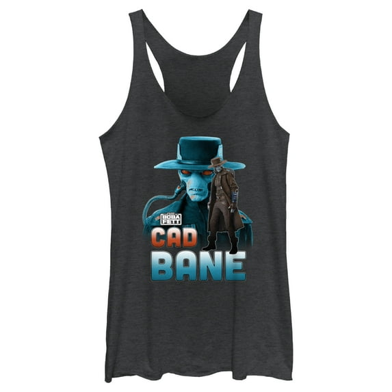 Women's Star Wars: The Book of Boba Fett Cad Bane Mercenary and Bounty Hunter Racerback Tank Top Black Heather Small