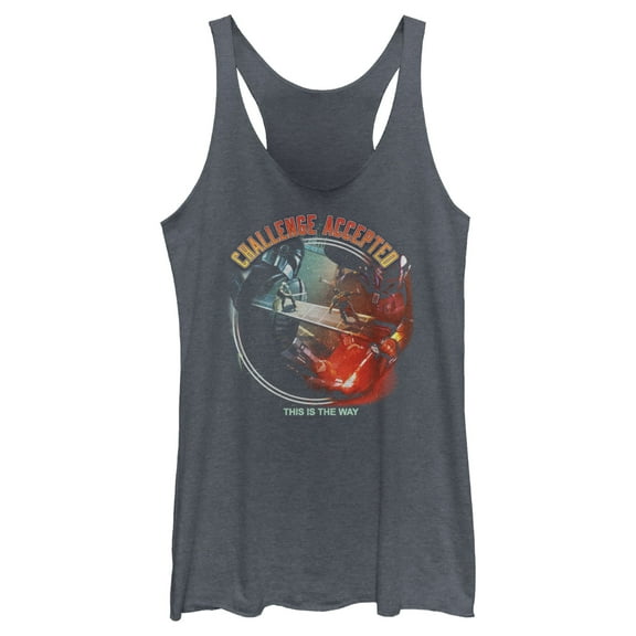 Women's Star Wars: The Book of Boba Fett Challenge Accepted This is the Way Racerback Tank Top Navy Blue Heather X Large