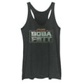 thumbnail image 1 of Women's Star Wars: The Book of Boba Fett Distressed Logo  Racerback Tank Top Black Heather Large, 1 of 4