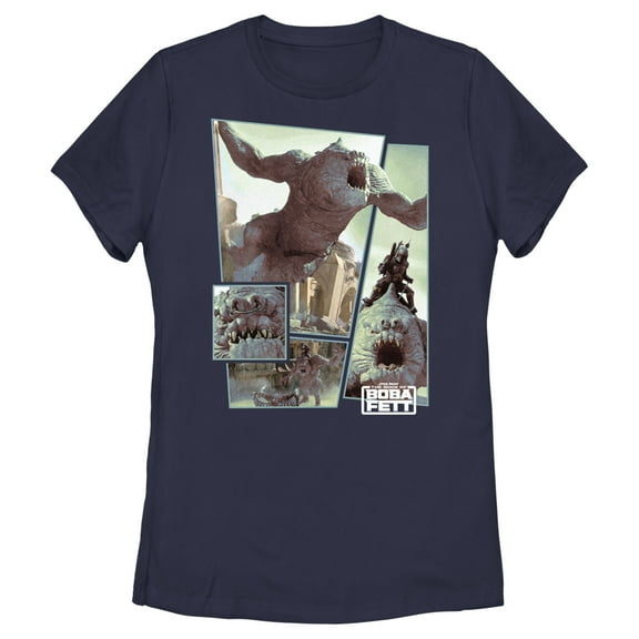 Women's Star Wars: The Book of Boba Fett Rancor Attack Graphic Tee Navy Blue Large