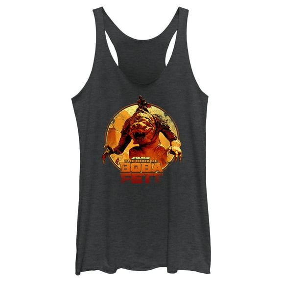 Women's Star Wars: The Book of Boba Fett Riding the Rancor  Racerback Tank Top Black Heather Small