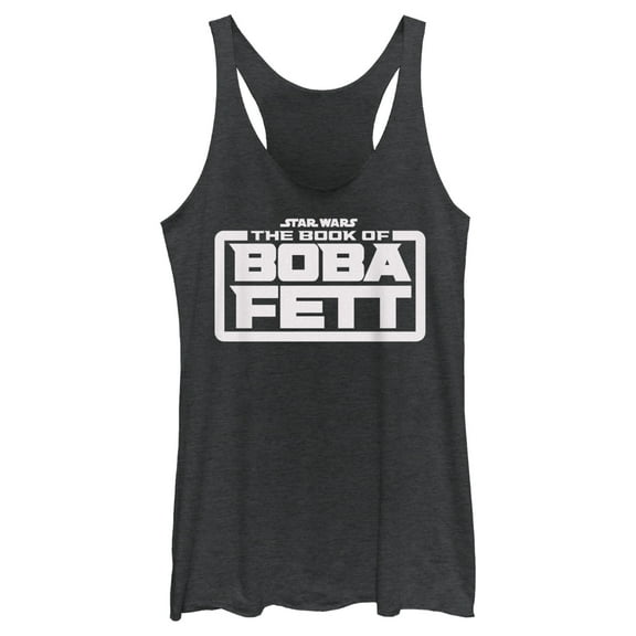 Women's Star Wars: The Book of Boba Fett White Logo  Racerback Tank Top Black Heather Medium