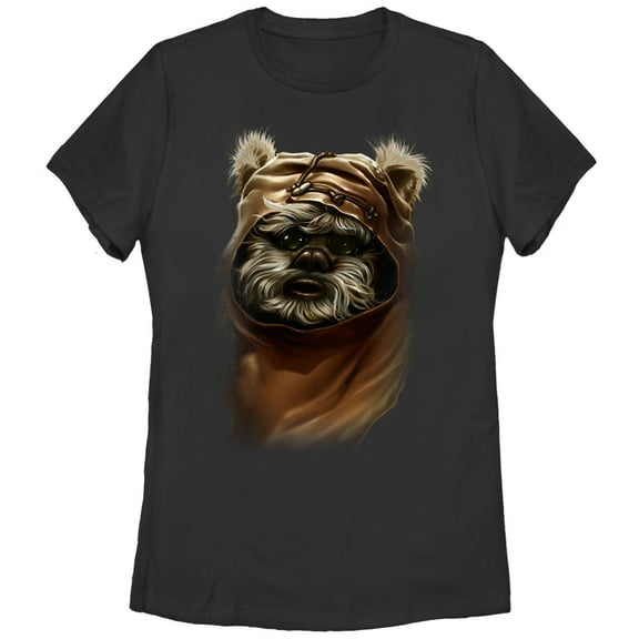 Women's Star Wars The Ewok Named Wicket Profile Picture  Graphic Tee Black Medium