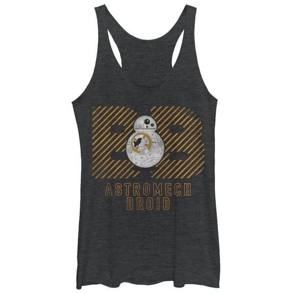 Women's Star Wars The Force Awakens BB-8 Astromech Droid Distressed  Racerback Tank Top Black Heather Small