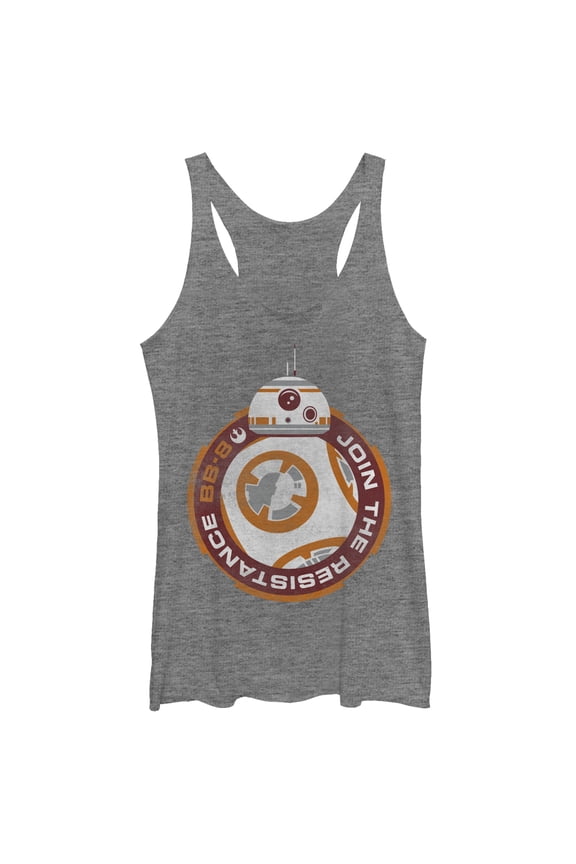 Women's Star Wars The Force Awakens BB-8 Join the Resistance  Racerback Tank Top Gray Heather X Large