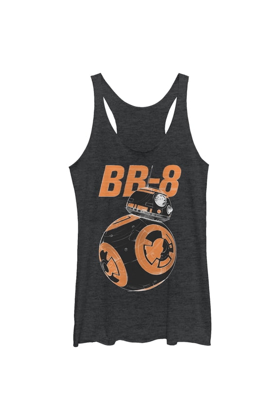 Women's Star Wars The Force Awakens BB-8 On the Move Racerback Tank Top Black Heather Large