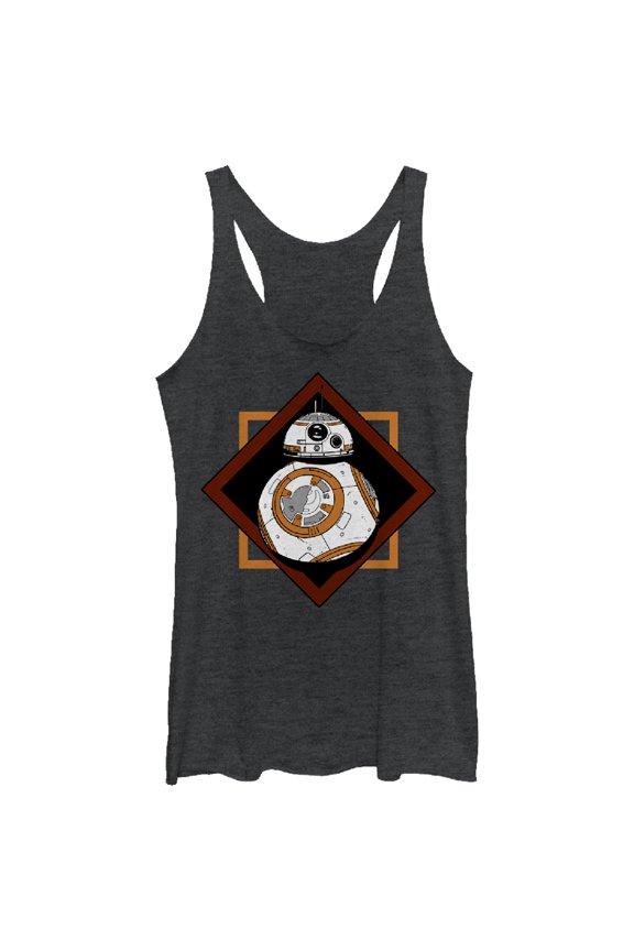 Women's Star Wars The Force Awakens BB-8 Square Racerback Tank Top Black Heather Medium