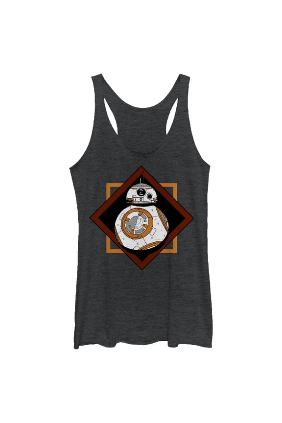 Women's Star Wars The Force Awakens BB-8 Square  Racerback Tank Top Black Heather Small