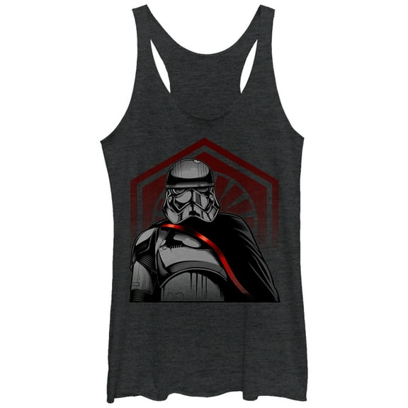 Women's Star Wars The Force Awakens Captain Phasma First Order Cape  Racerback Tank Top Black Heather Large