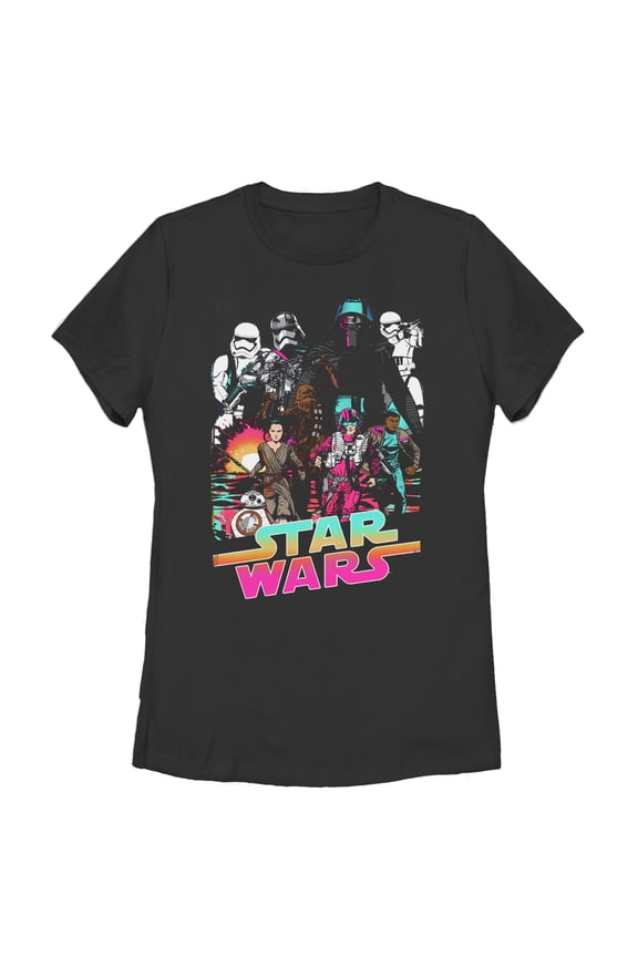 Women's Star Wars The Force Awakens Cartoon Graphic Tee Black Small