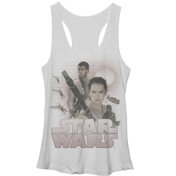 Women's Star Wars The Force Awakens Classic Rey and Finn Racerback Tank Top White Heather X Large