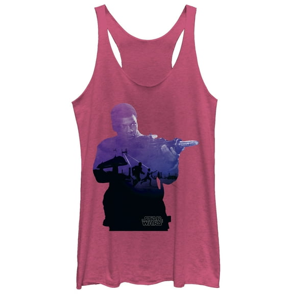 Women's Star Wars The Force Awakens Finn Gradient Racerback Tank Top Pink Heather Small