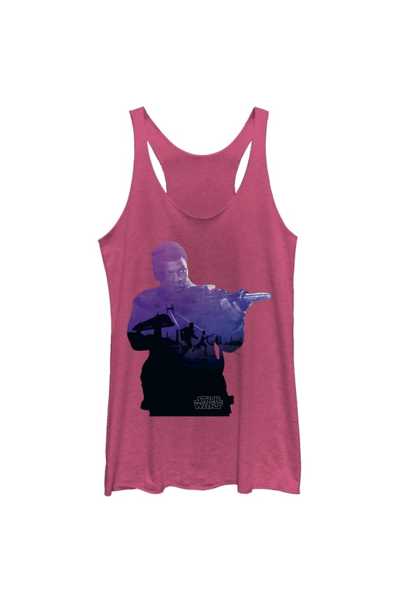 Women's Star Wars The Force Awakens Finn Gradient Racerback Tank Top Pink Heather X Large