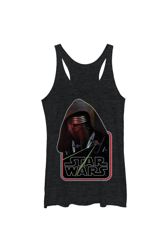 Women's Star Wars The Force Awakens Kylo Ren TIE Fighter  Racerback Tank Top Black Heather Large