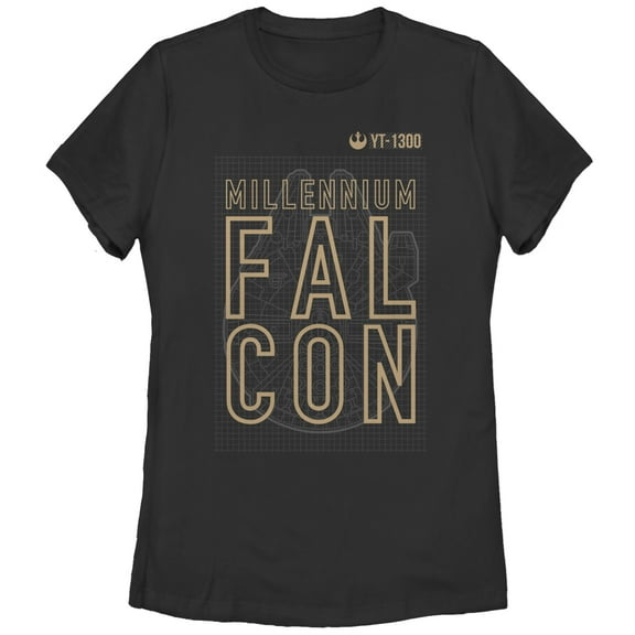 Women's Star Wars The Force Awakens Millennium Falcon YT-1300  Graphic Tee Black 2X Large