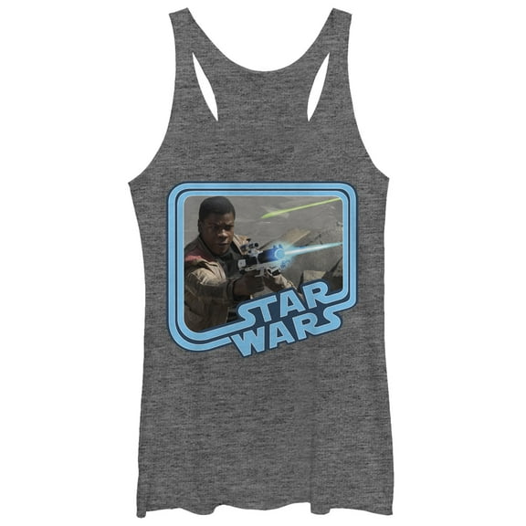 Women's Star Wars The Force Awakens Retro Finn  Racerback Tank Top Gray Heather Small