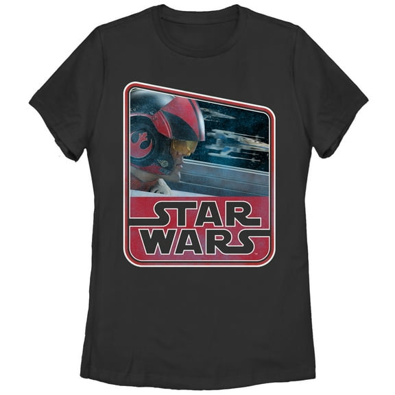 Women's Star Wars The Force Awakens Retro Poe Dameron  Graphic Tee Black X Large