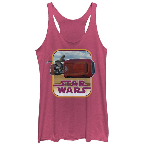 Women's Star Wars The Force Awakens Retro Rey Speeder Racerback Tank Top Pink Heather X Large