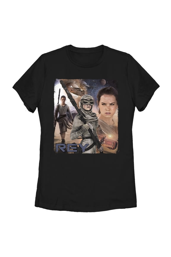 Women's Star Wars The Force Awakens Rey  Graphic Tee Black Large