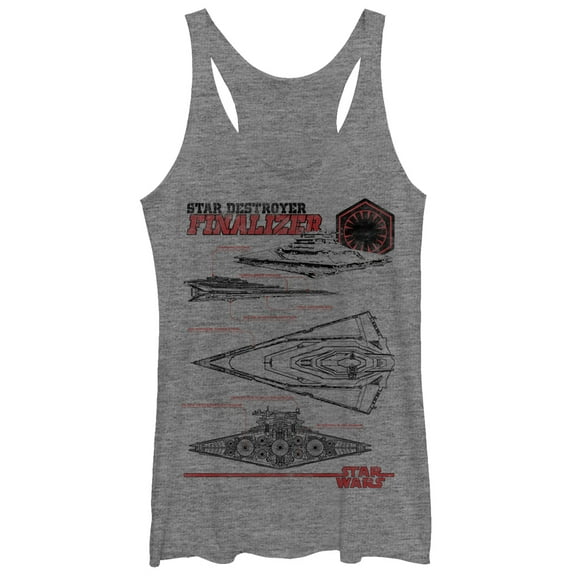 Women's Star Wars The Force Awakens Star Destroyer Finalizer Racerback Tank Top Gray Heather Medium
